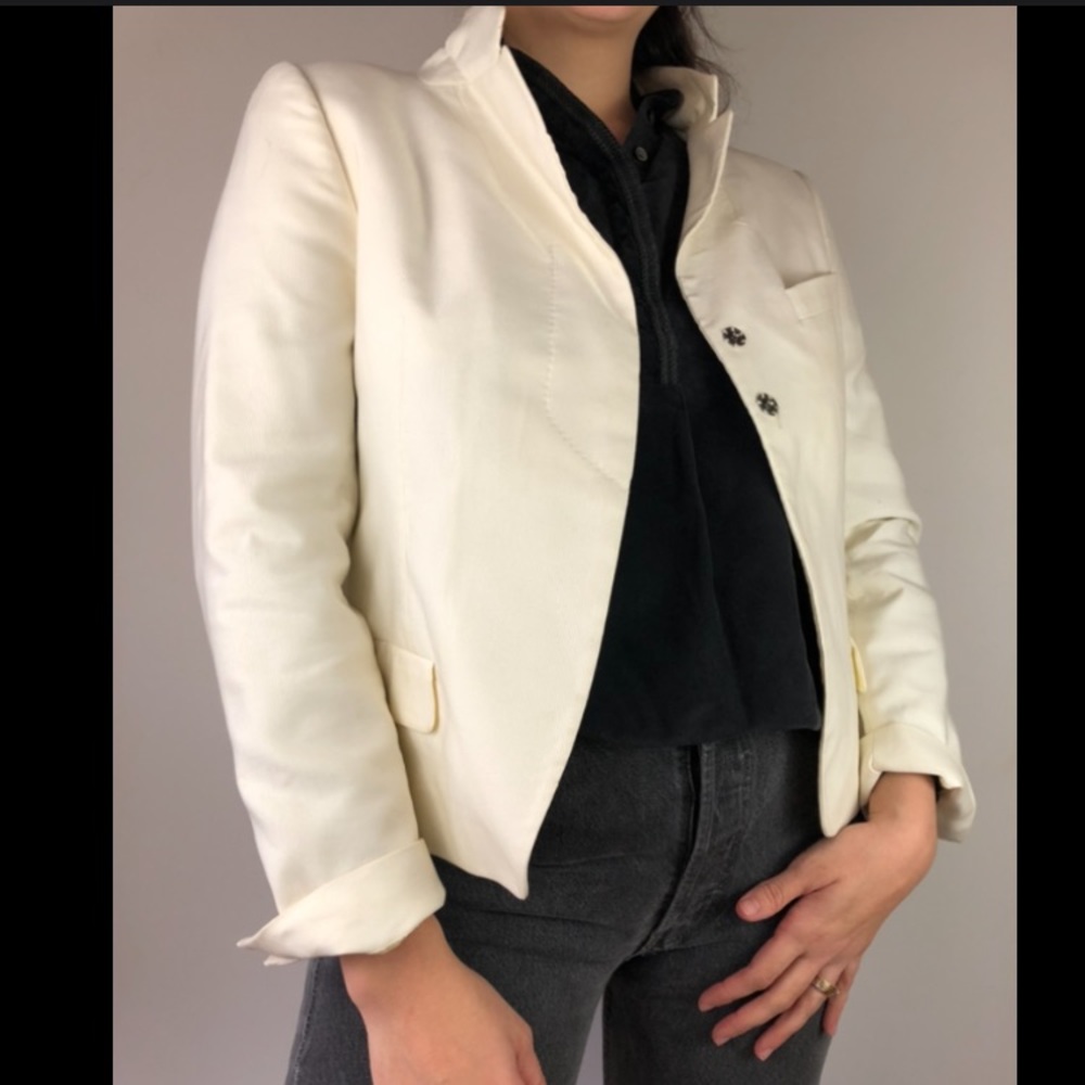 Dries Van Noten White Cropped Jacket